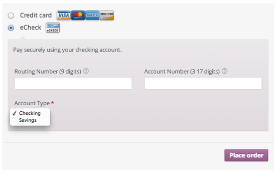WooCommerce Authorize.net AIM Payment Gateway Integration eCheck Checkout Experience
