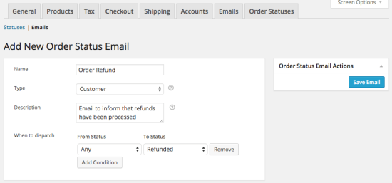 WooCommerce Order Status Manager new email