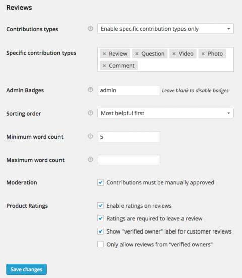 WooCommerce Product Reviews Pro Settings